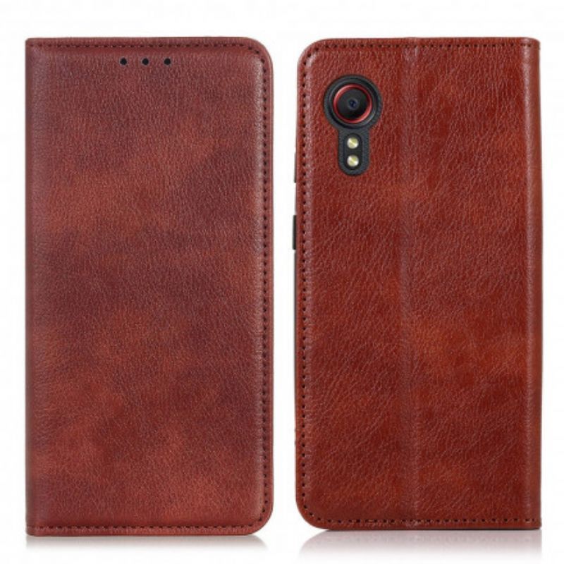 Kožené Pouzdro Folio Samsung Galaxy Xcover 5 Elegantní Štípaná Liči Kůže