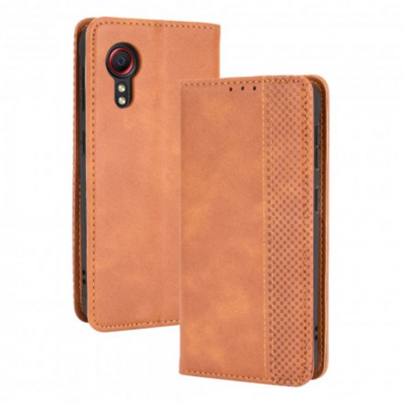 Kožené Pouzdro Folio Samsung Galaxy Xcover 5 Stylizovaný Vintage Kožený Efekt