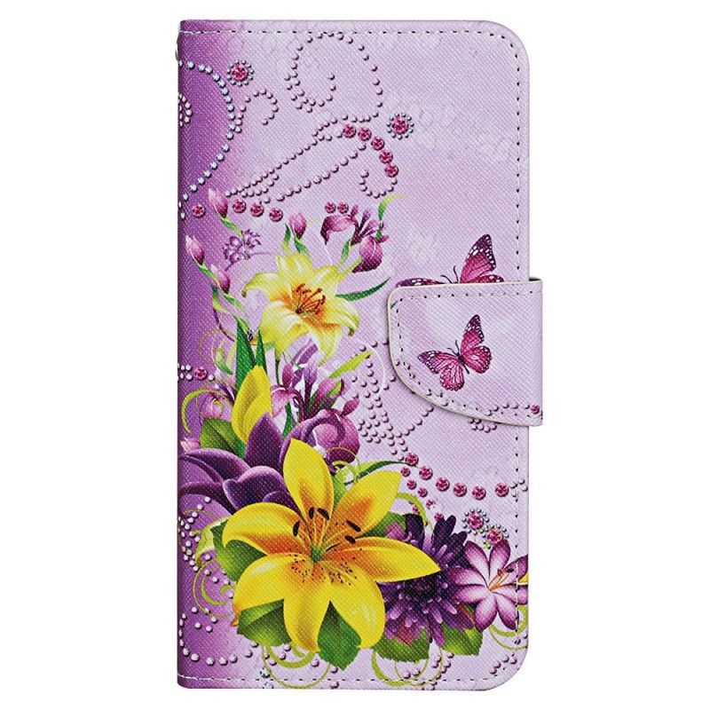 Kožené Pouzdro Na Samsung Galaxy A13 Masterful Butterflies With Lanyard