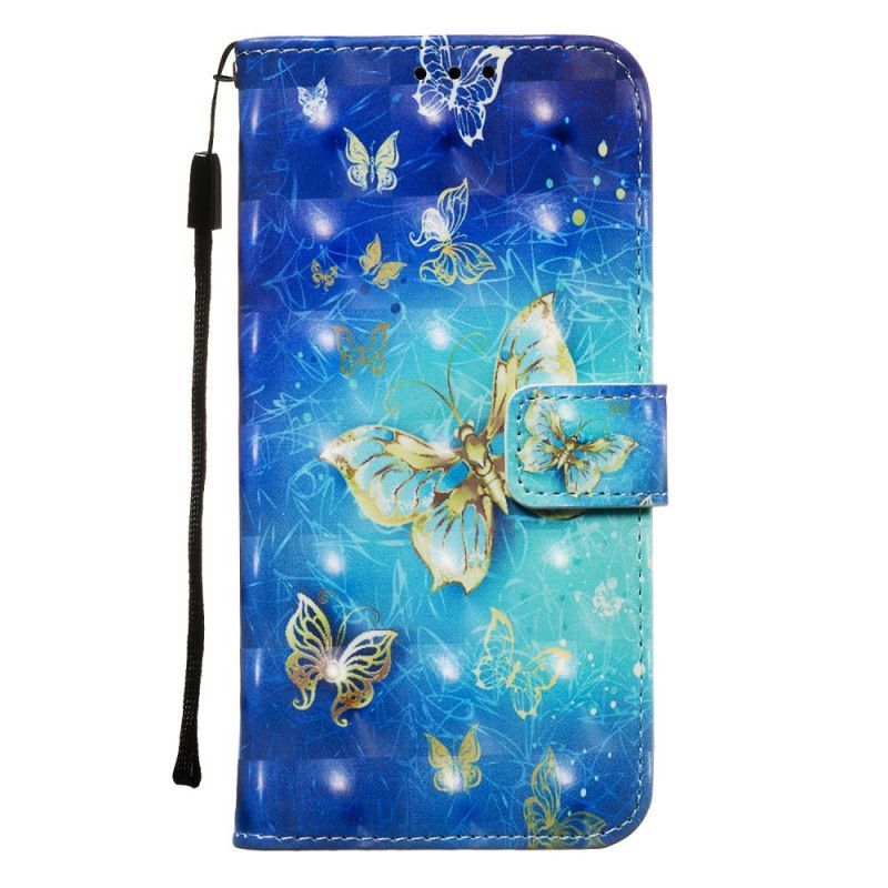 Kožené Pouzdro Na Samsung Galaxy Note 10 Plus Zlatí Řemínkoví Motýli
