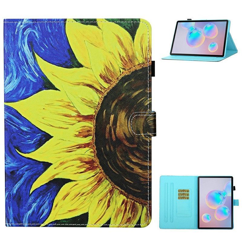 Kožené Pouzdro Na Samsung Galaxy Tab S7 Malovaná Slunečnice