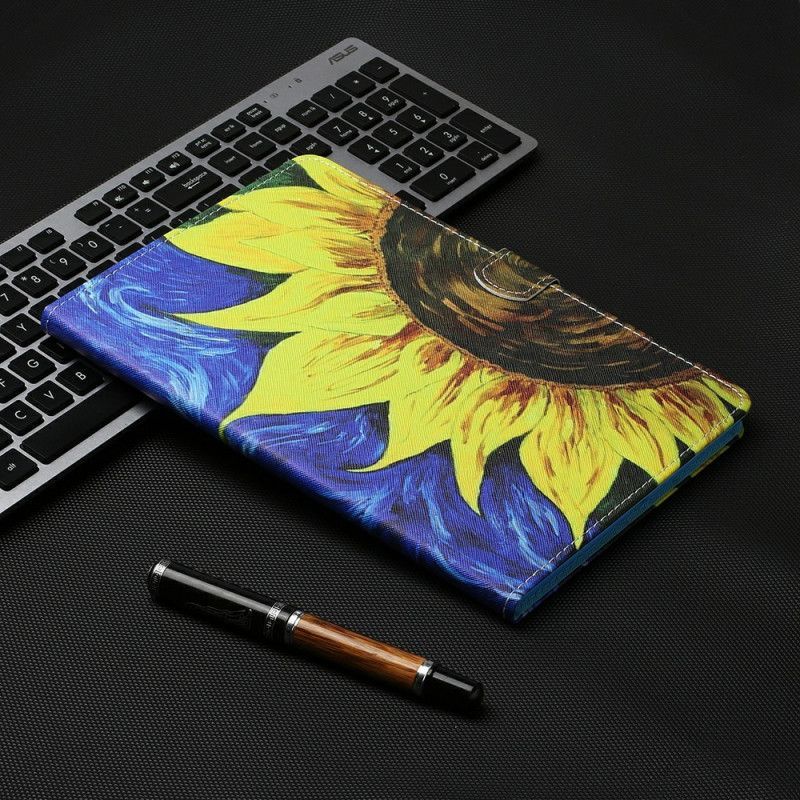 Kožené Pouzdro Na Samsung Galaxy Tab S7 Malovaná Slunečnice