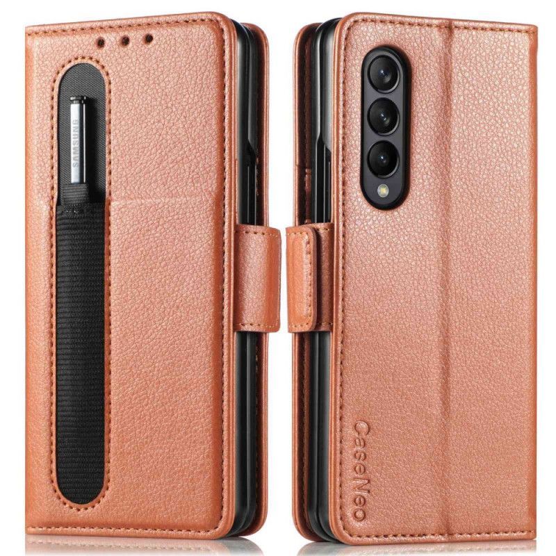 Kožené Pouzdro Na Samsung Galaxy Z Fold 4 Slot Pro Pero Caseneo Z Umělé Kůže Litchi