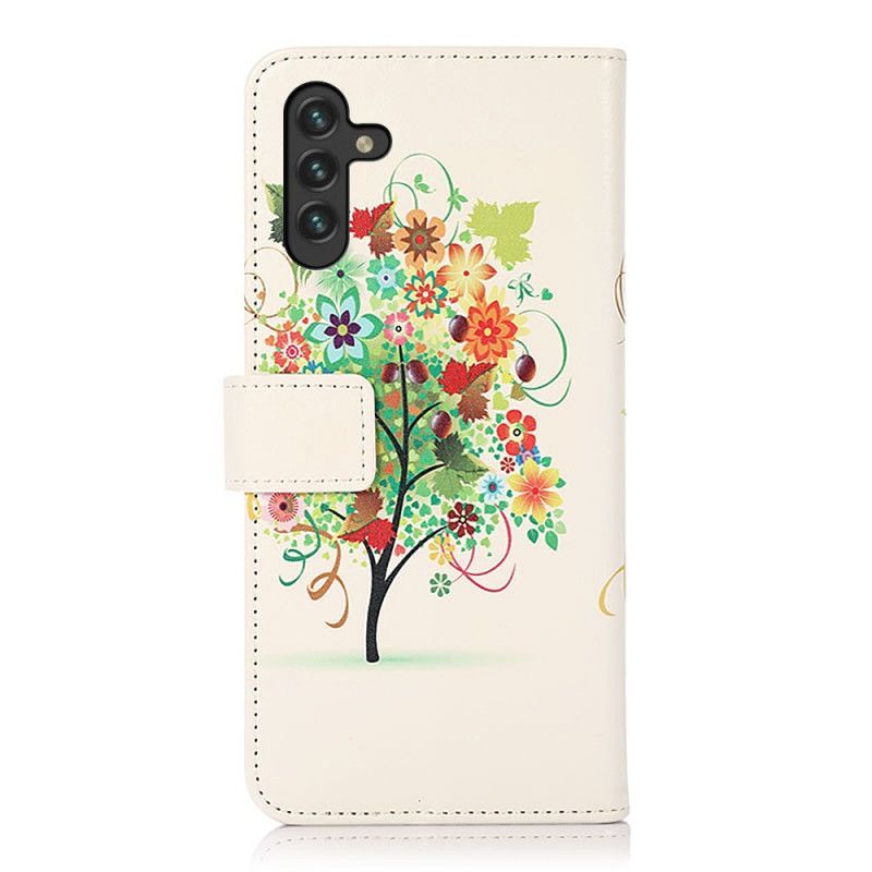 Kožené Pouzdro Samsung Galaxy A13 5g Kvetoucí Strom