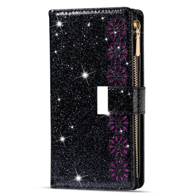 Kožené Pouzdro Samsung Galaxy A42 5g Flitrový Zip Peněženky