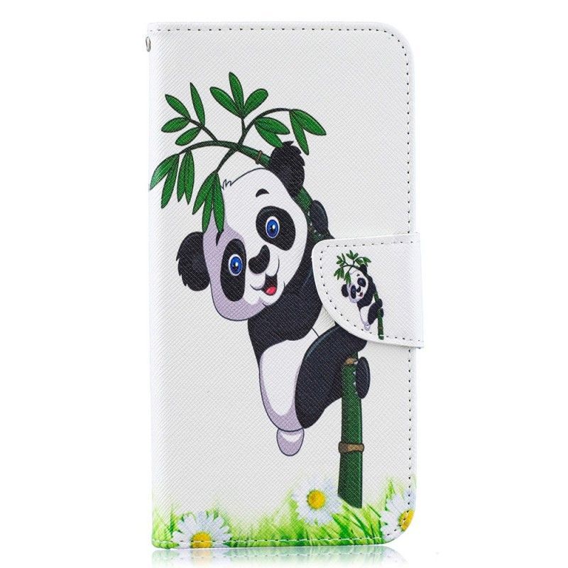 Kožené Pouzdro Samsung Galaxy A50 Panda Na Bambusu