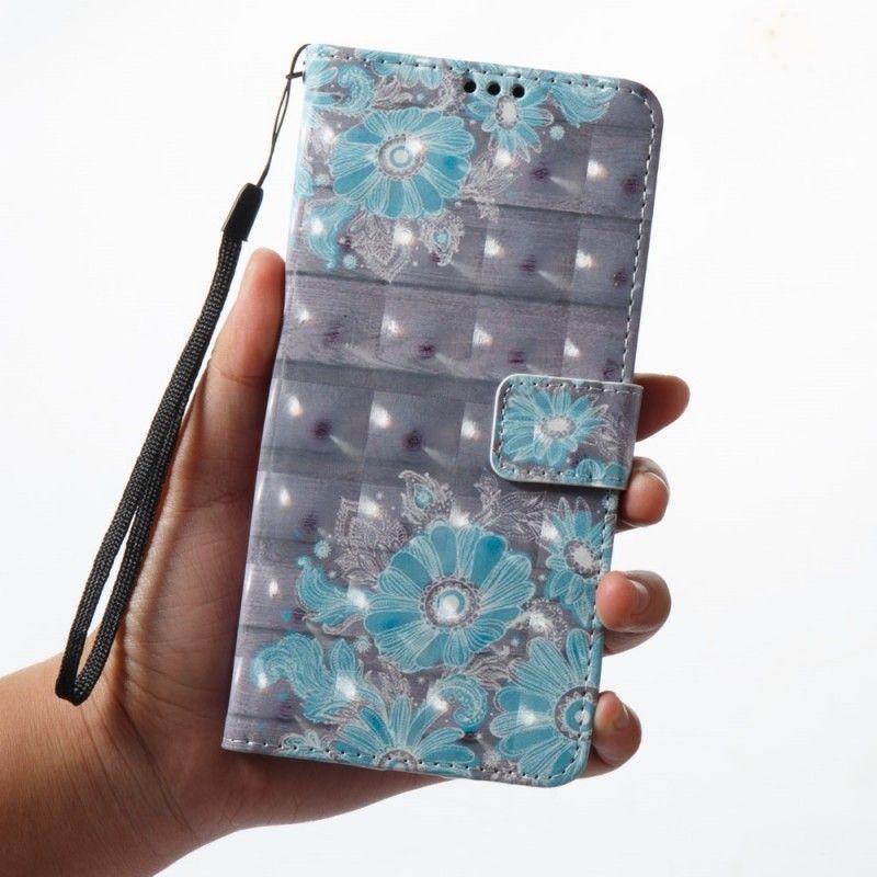Kožené Pouzdro Samsung Galaxy A8 2018 3d Modré Květy