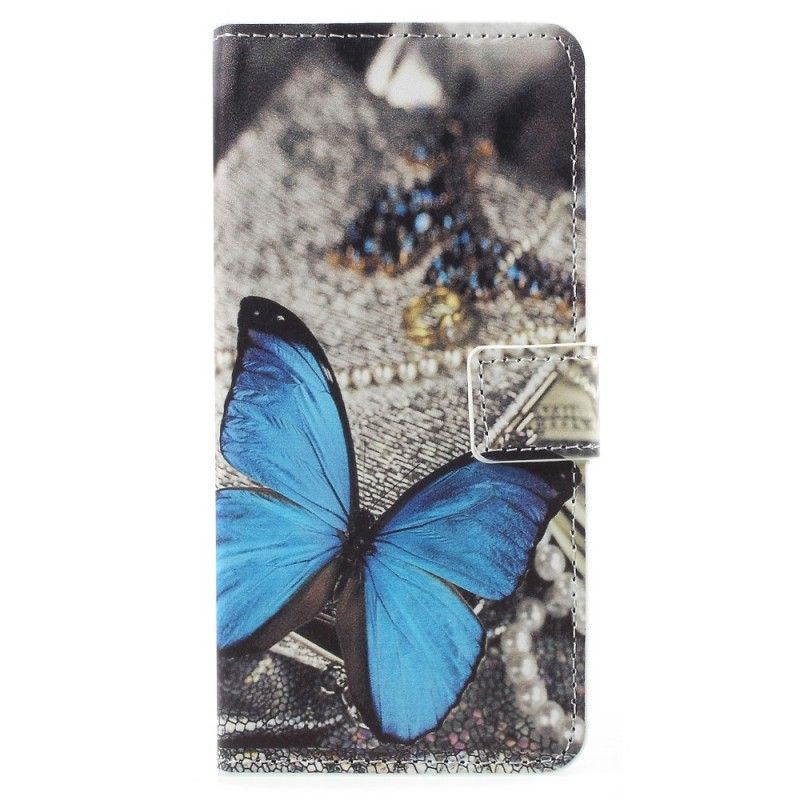Kožené Pouzdro Samsung Galaxy A8 2018 Modrý Motýl