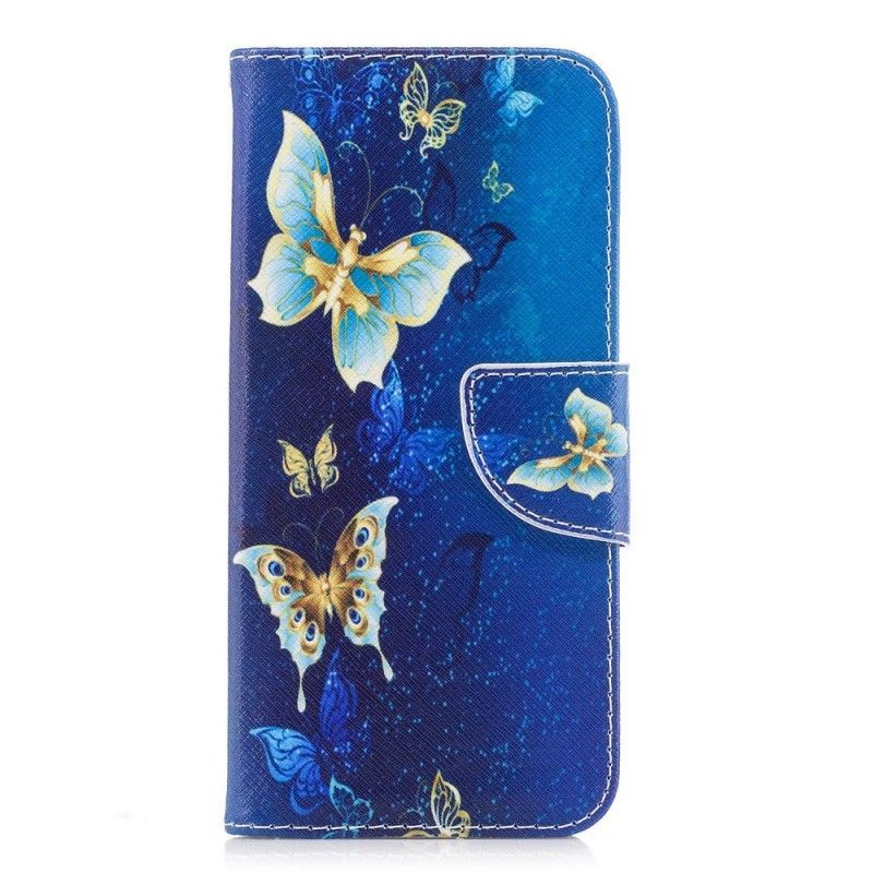 Kožené Pouzdro Samsung Galaxy A8 2018 Motýli V Noci