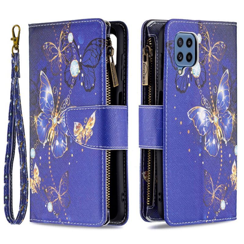 Kožené Pouzdro Samsung Galaxy M32 Motýlková Kapsa Na Zip