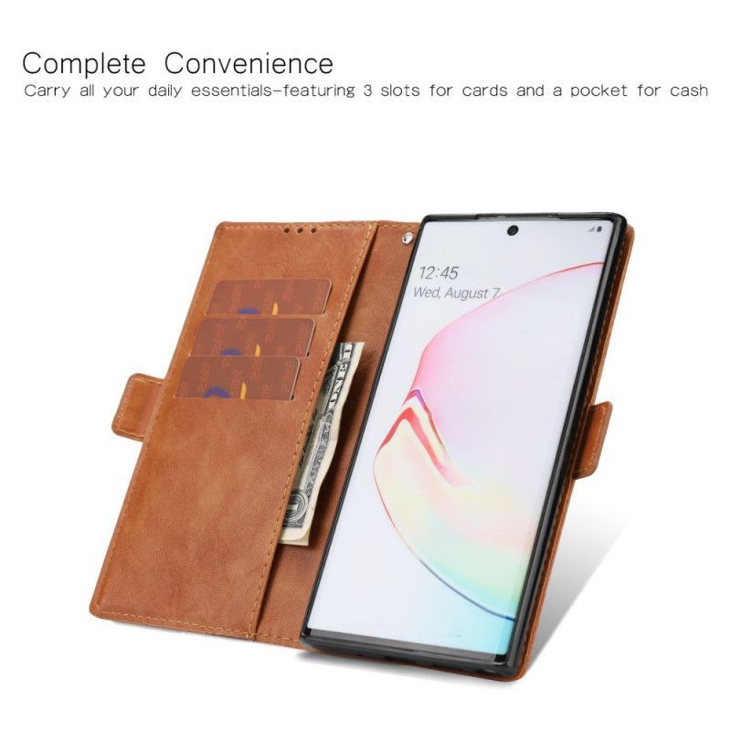 Kožené Pouzdro Samsung Galaxy Note 10 Plus Dvoubarevná Umělá Kůže