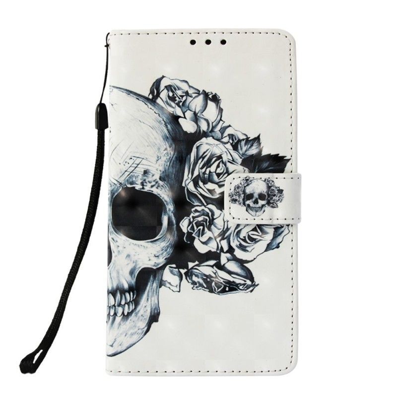 Kožené Pouzdro Samsung Galaxy S10 Plus Květinová Lebka