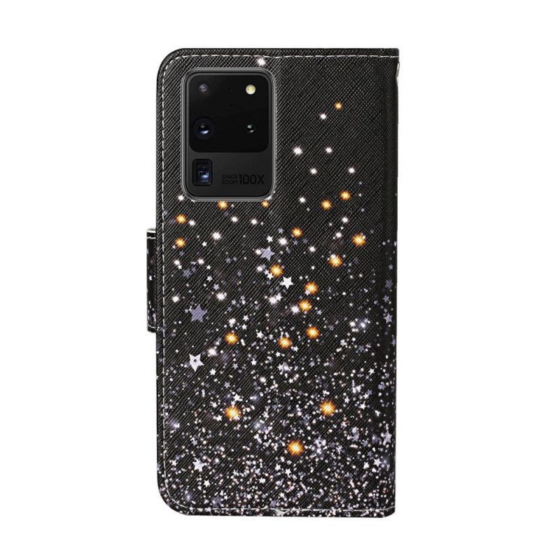 Kožené Pouzdro Samsung Galaxy S20 Ultra Hvězdy A Flitry Se Šňůrkou