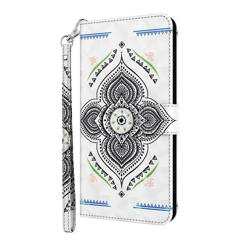 Kožené Pouzdro Samsung Galaxy S21 Ultra 5g Mandala Světelných Bodů Se Šňůrkou