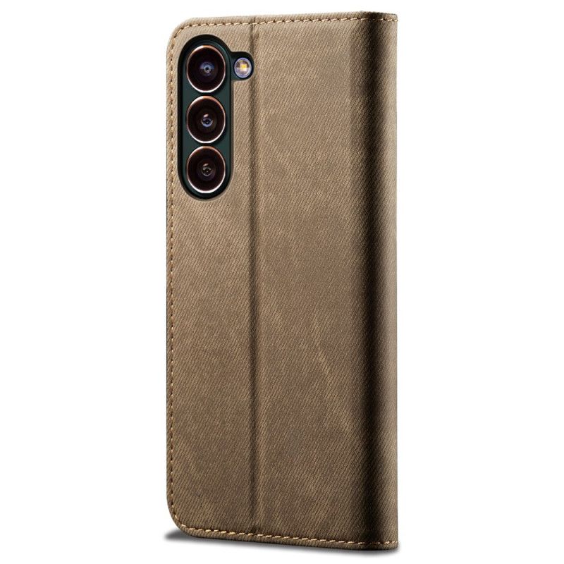 Kožené Pouzdro Samsung Galaxy S24 Plus 5g Kryty Na Mobil Textura Džínů