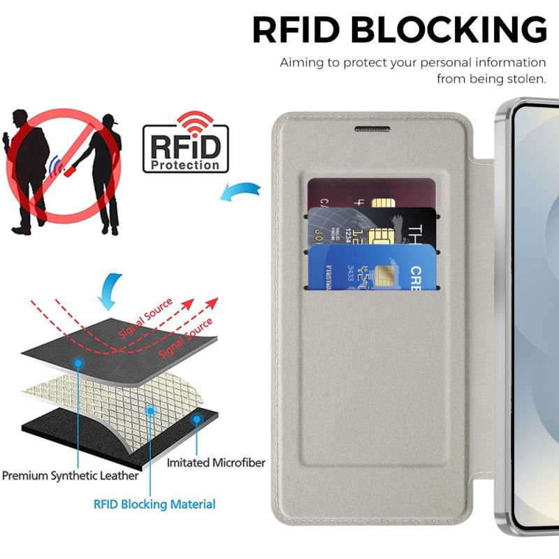 Kožené Pouzdro Samsung Galaxy S26 Kryty Na Mobil Magnetický S Pouzdrem Na Karty A Rfid Ochranou