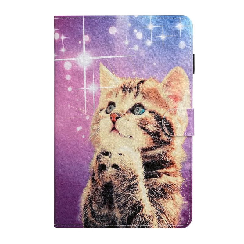 Kožené Pouzdro Samsung Galaxy Tab A7 (2020) Pozorné Kotě