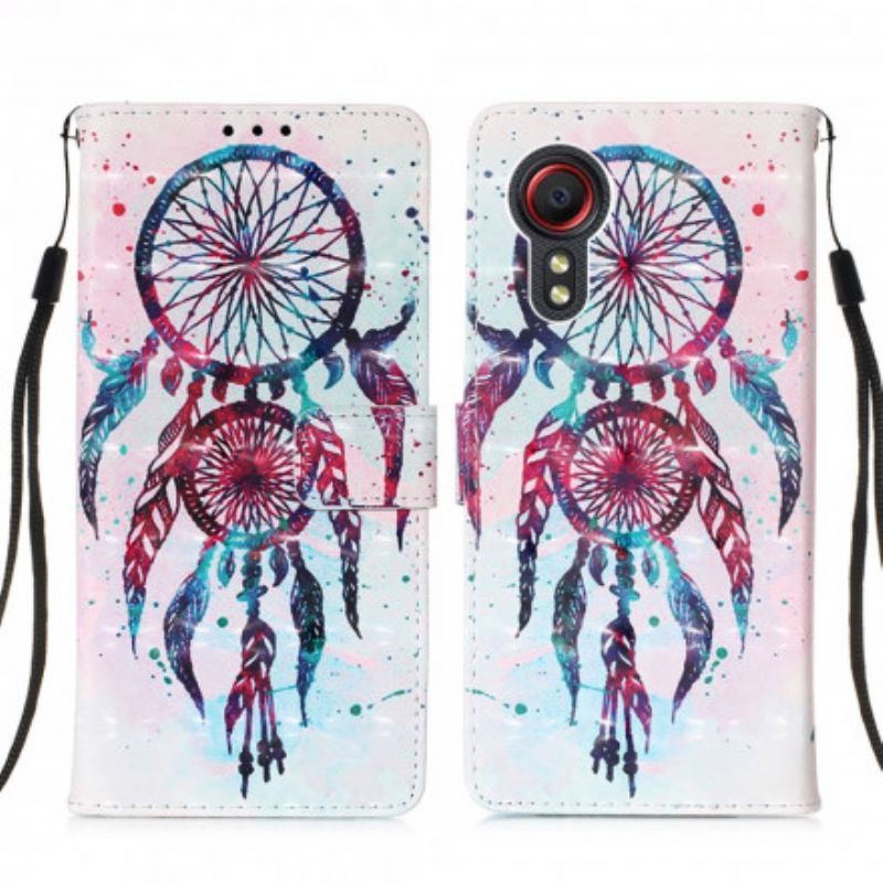 Kožené Pouzdro Samsung Galaxy Xcover 5 Akvarelový Lapač Snů