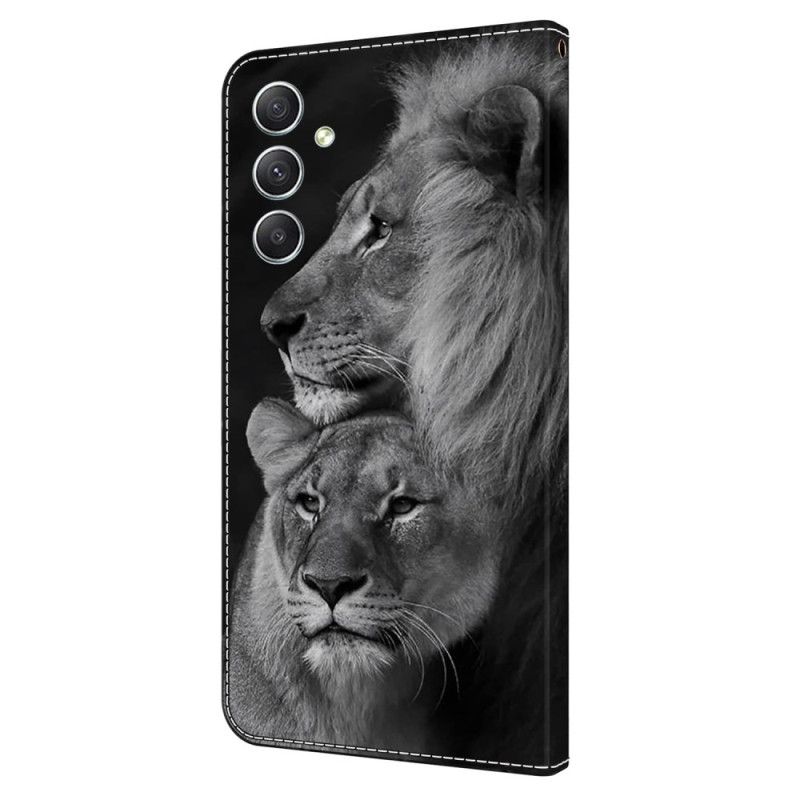 Kožený Kryt Na Samsung Galaxy A15 Pár Lvů