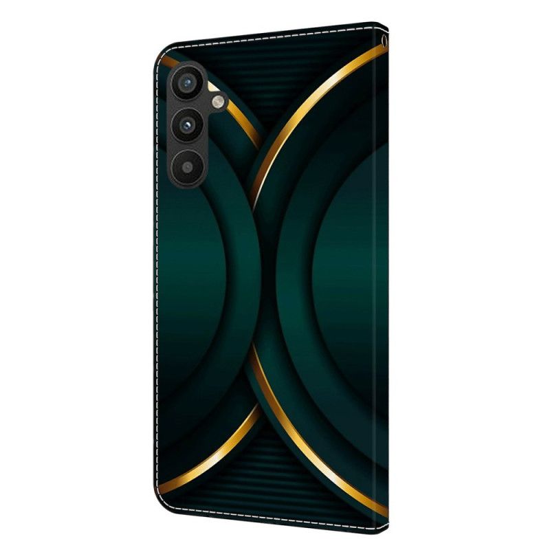 Kožený Kryt Na Samsung Galaxy A15 Zlatý Obrys