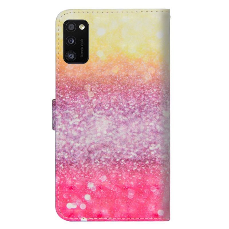 Kožený Kryt Na Samsung Galaxy A41 Purpurový Třpytivý Gradient