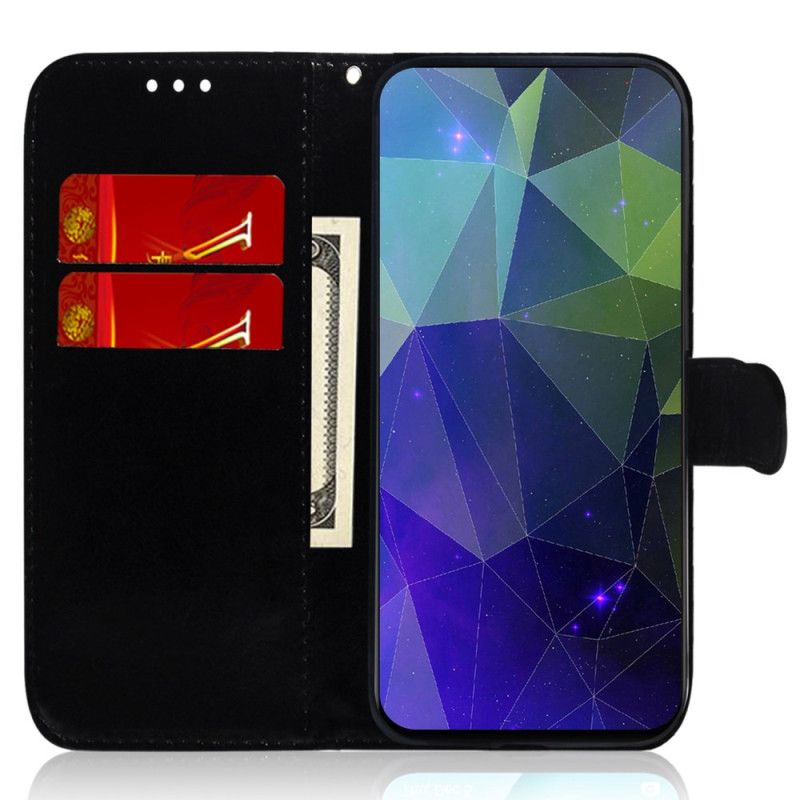 Kožený Kryt Na Samsung Galaxy A55 5g Zrcadlový Efekt A Popruh