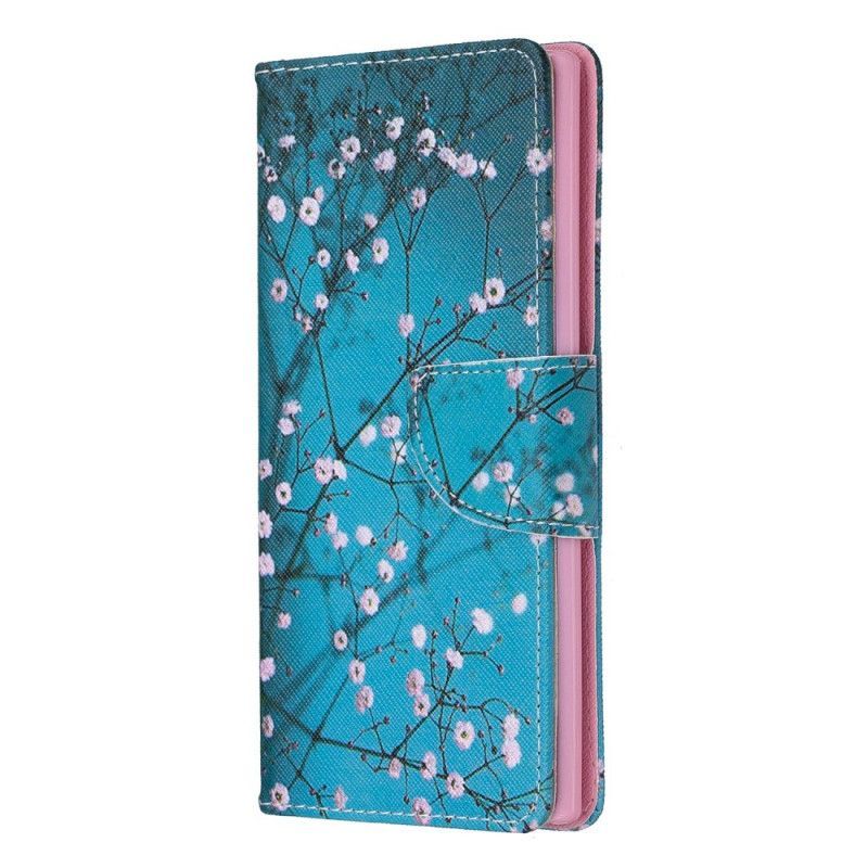 Kožený Kryt Na Samsung Galaxy Note 10 Azurový Květ Strom