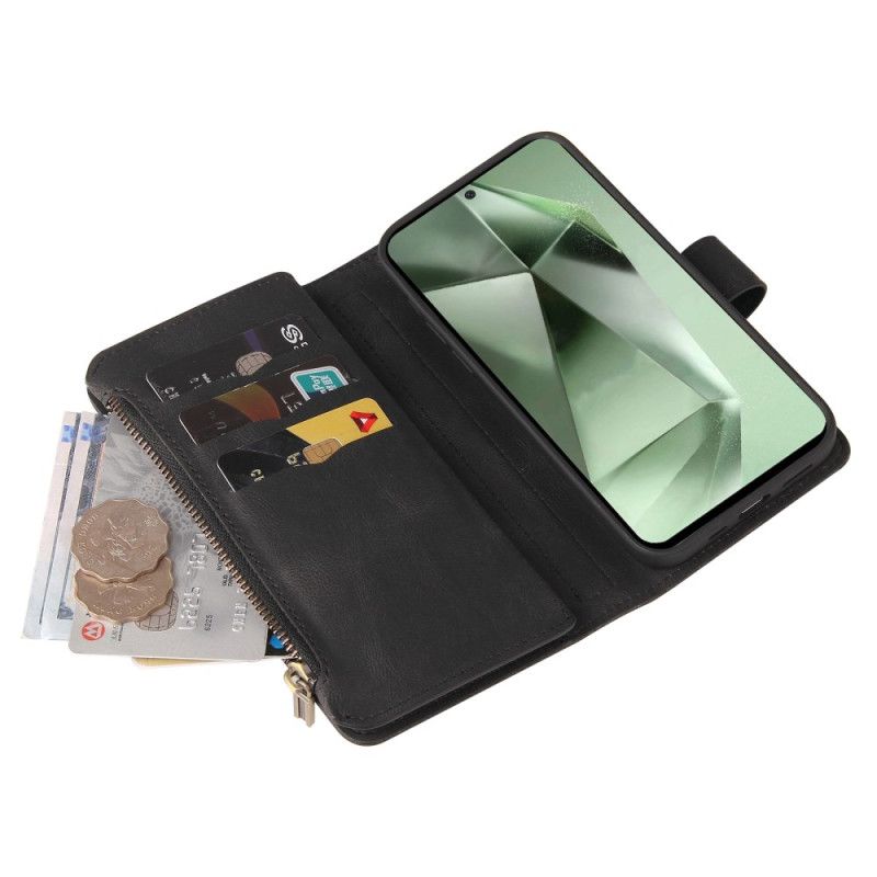 Kožený Kryt Na Samsung Galaxy S24 Fe Peněženka