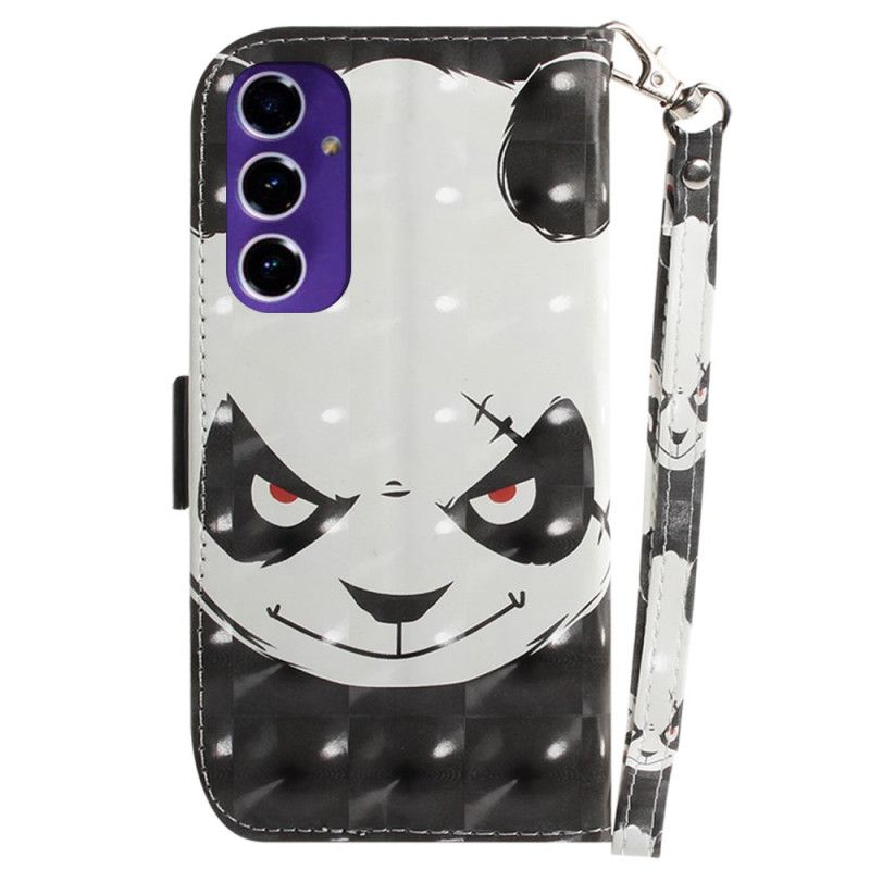 Kožený Kryt Na Samsung Galaxy S24 Fe Rozzlobená Panda S Popruhem