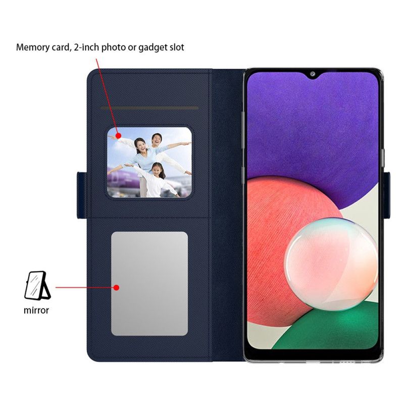 Kožený Kryt Na Samsung Galaxy S24 Plus 5g S Odnímatelným Držákem Karty A Zrcadlem