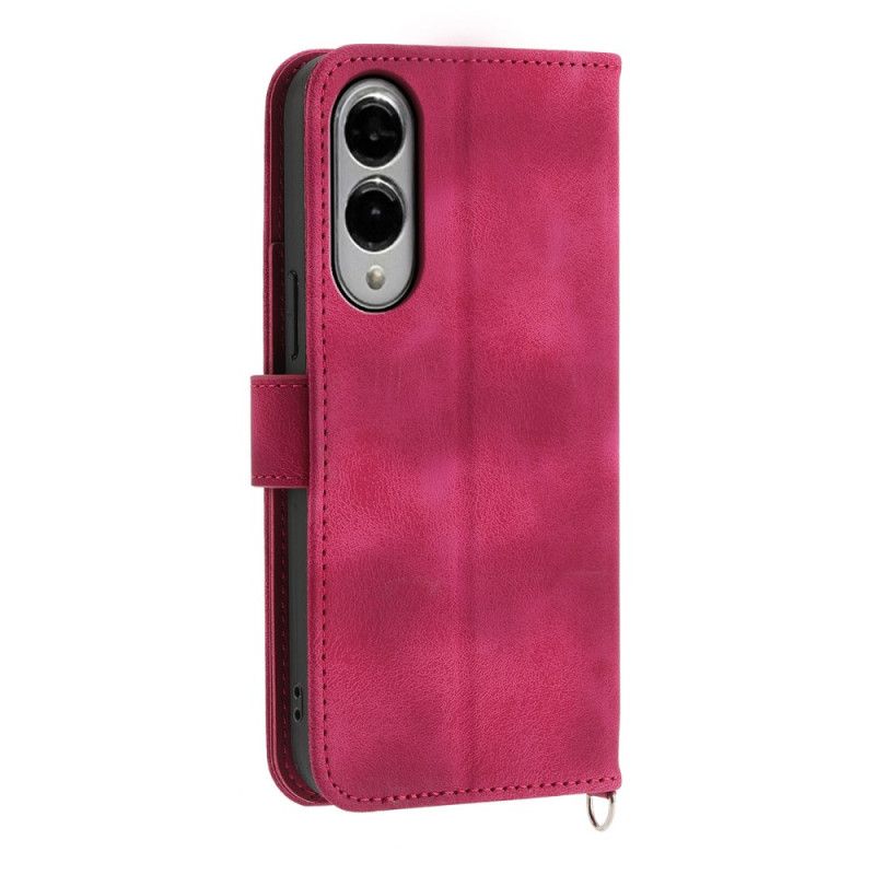 Kožený Kryt Na Samsung Galaxy S25 5g Edge Květinový Vzor A Popruhy