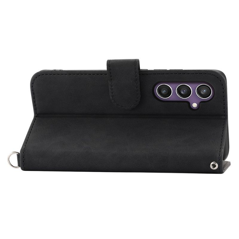 Kožený Kryt Na Samsung Galaxy S25 5g Řemínek S Krajkovým Designem