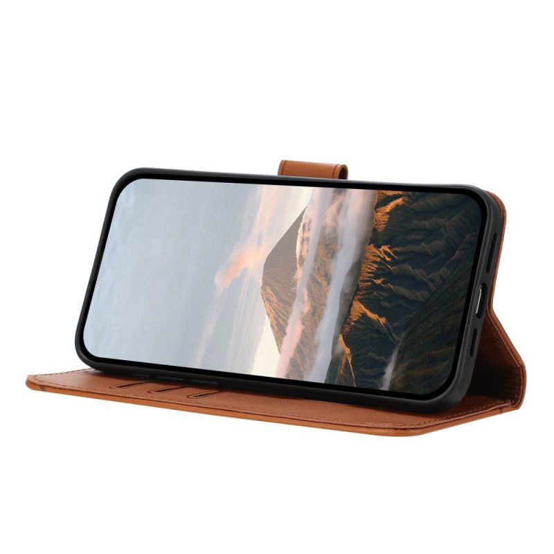 Kožený Kryt Na Samsung Galaxy S25 5g Šňůrka S Trojúhelníkovým Vzorem