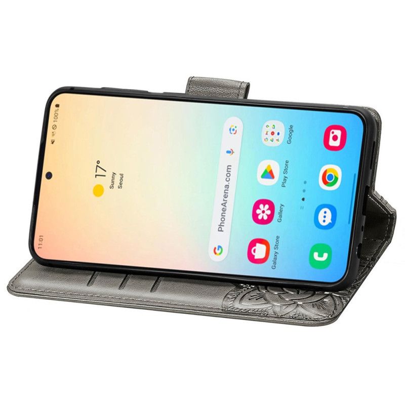 Kožený Kryt Na Samsung Galaxy S25 Plus 5g Motýlí Krajka