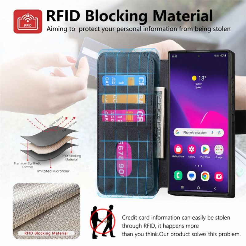 Kožený Kryt Na Samsung Galaxy S25 Ultra 5g Odnímatelné Magnetické Rfid Pouzdro Caseneo