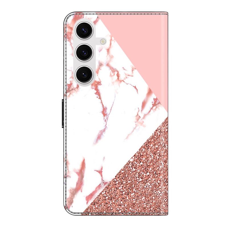 Kožený Kryt Na Samsung Galaxy S26 Plus Trojúhelníkový Mramorový Vzor