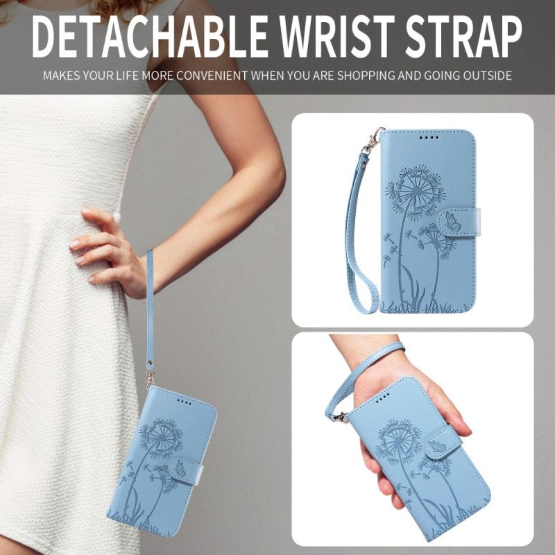 Kožený Kryt Na Samsung Galaxy S26 Ultra Řemínek S Pampeliškou