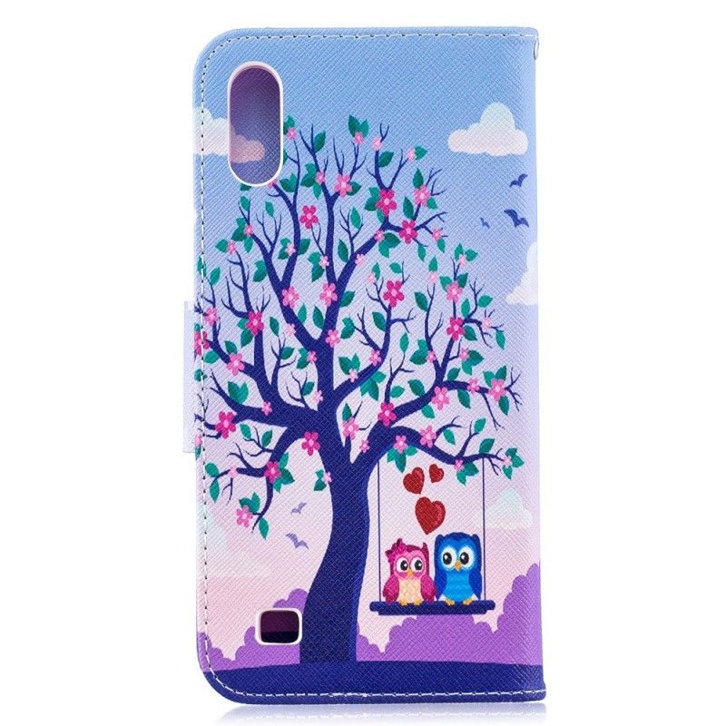 Kožený Kryt Samsung Galaxy A10 Sovy Na Houpačce