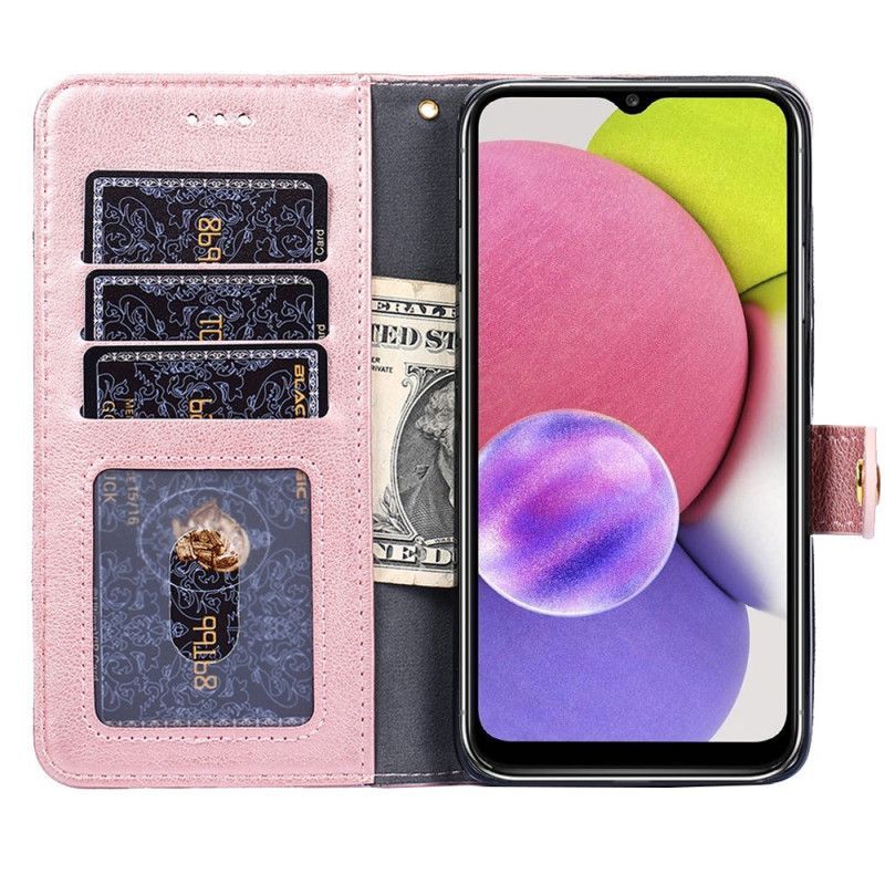 Kožený Kryt Samsung Galaxy A13 5g Přední Peněženka Na Mince A Šňůrka Na Krk