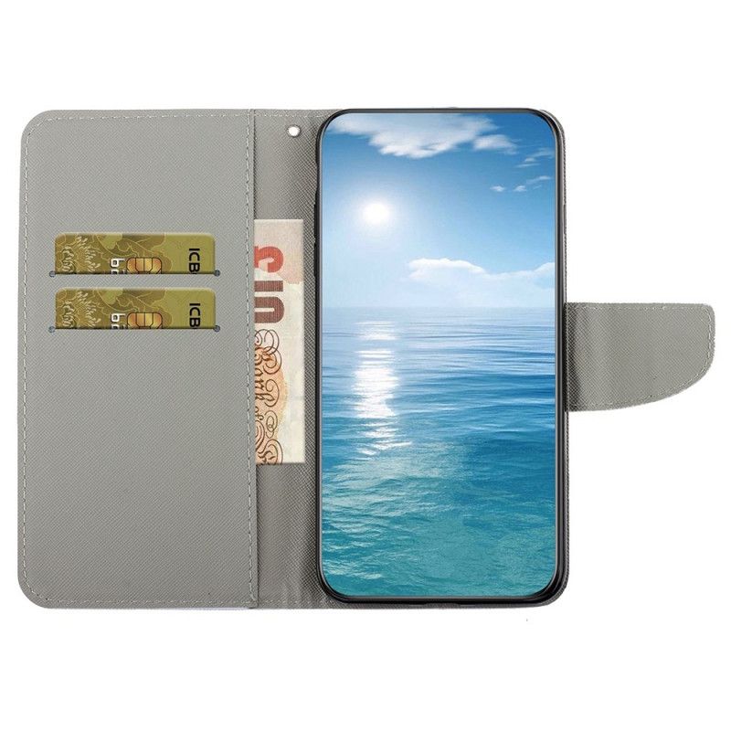Kožený Kryt Samsung Galaxy A15 5g Chryzantéma S Velkým Řemínkem