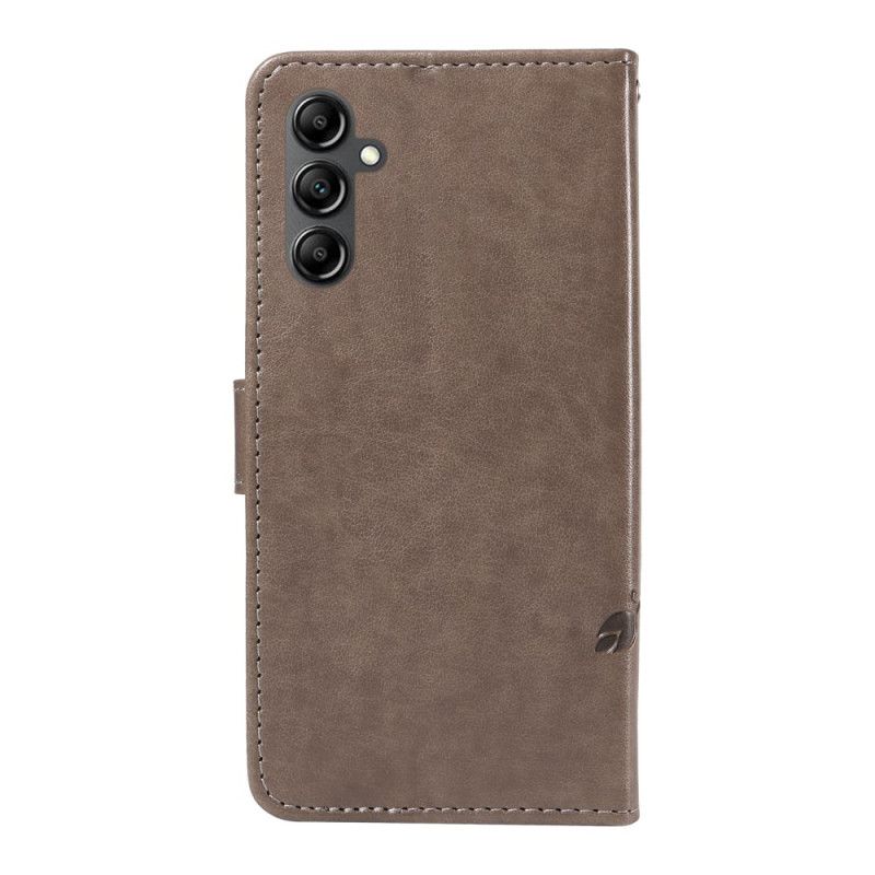 Kožený Kryt Samsung Galaxy A15 5g Meruňkové Květy S Řemínkem
