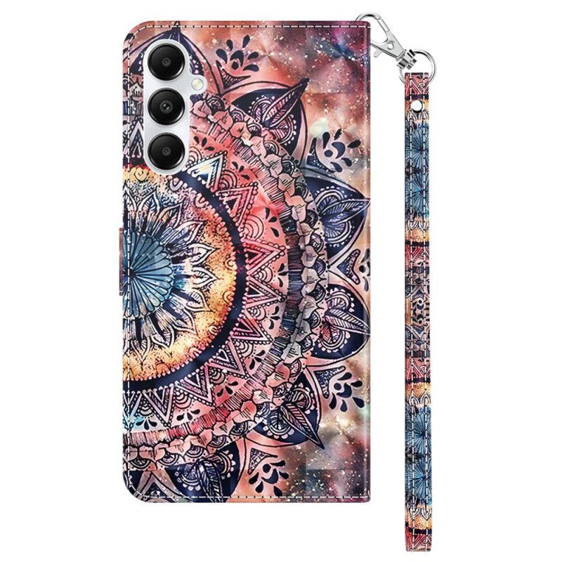 Kožený Kryt Samsung Galaxy A15 Barevná Mandala S Popruhem