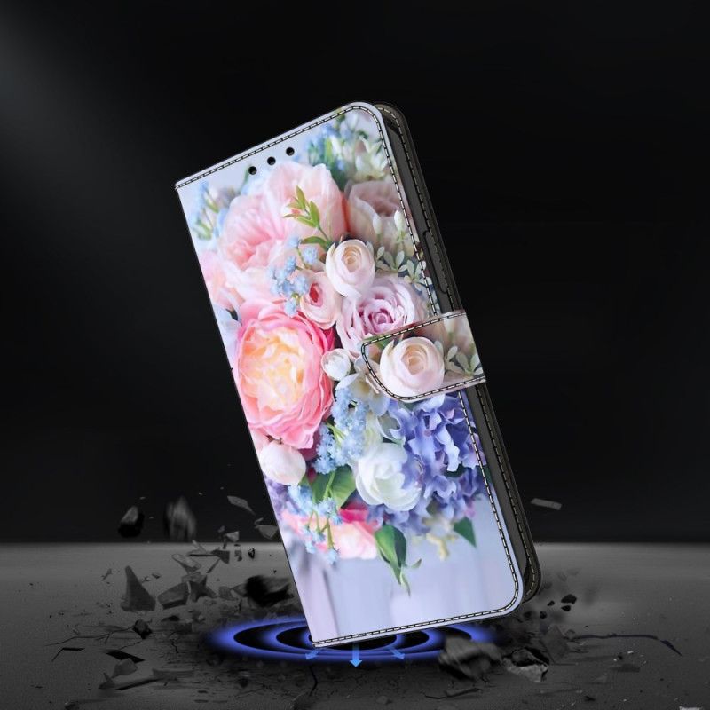 Kožený Kryt Samsung Galaxy A15 Kytice Květin