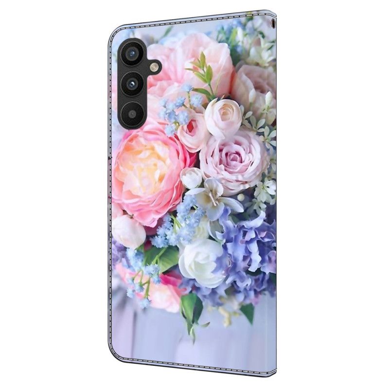Kožený Kryt Samsung Galaxy A15 Kytice Květin