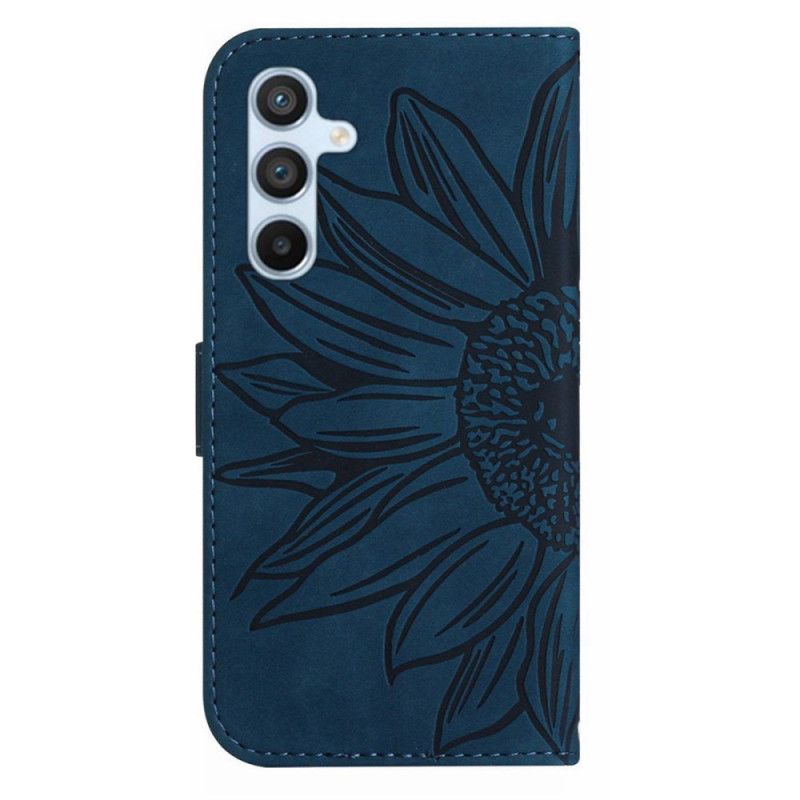 Kožený Kryt Samsung Galaxy A15 Slunečnice S Řemínkem