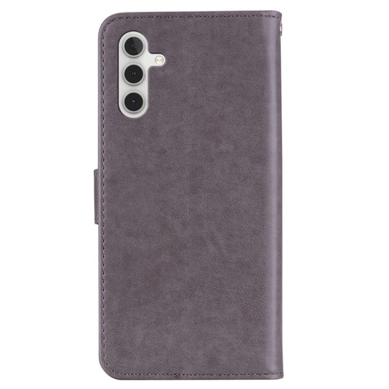 Kožený Kryt Samsung Galaxy A15 Vzor Sovy S Páskem
