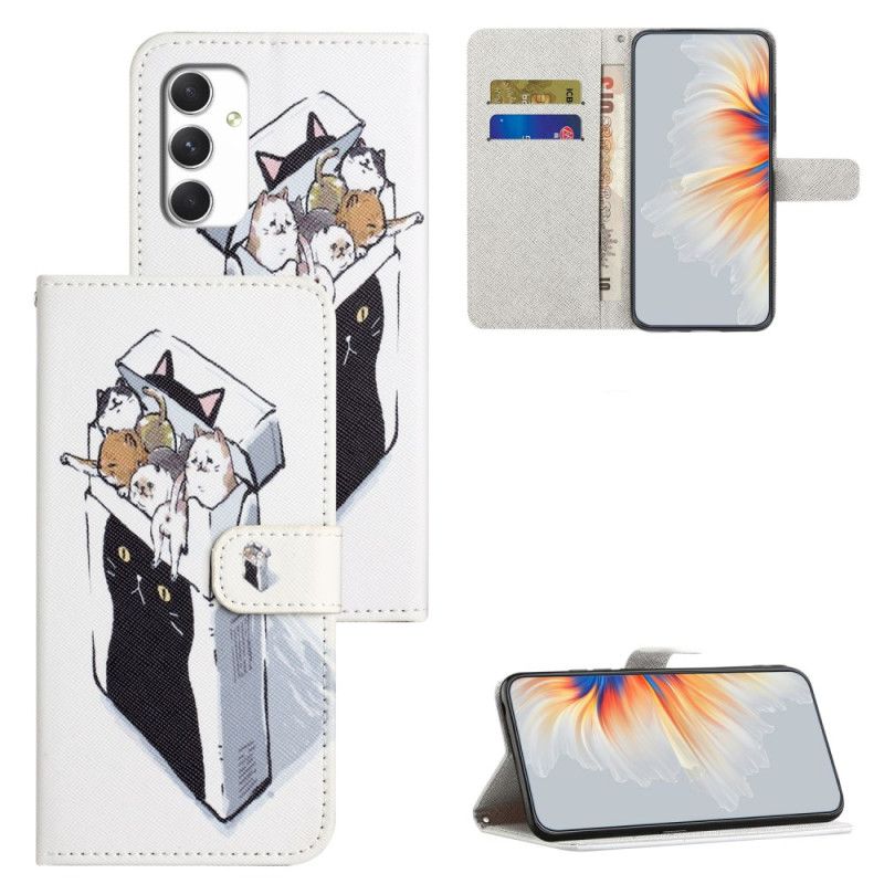 Kožený Kryt Samsung Galaxy A16 5g Kočky V Krabici