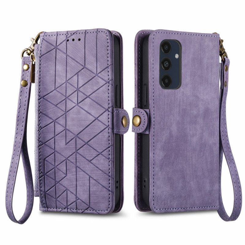 Kožený Kryt Samsung Galaxy A16 5g Peněženka S Geometrickým Vzorem