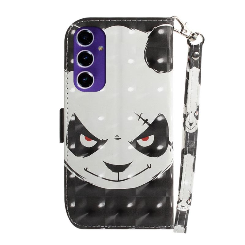 Kožený Kryt Samsung Galaxy A16 5g Rozzlobená Panda S Popruhem