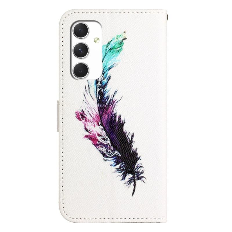 Kožený Kryt Samsung Galaxy A16 5g Vzor Peříčka